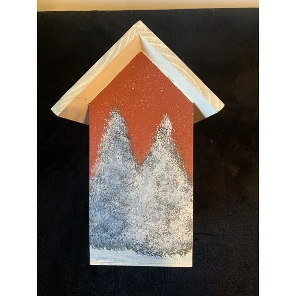 USA Made and Hand Painted Christmas Signed Bird House Wooden Lynne Connor Artist